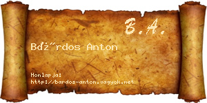 Bárdos Anton névjegykártya